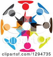 Poster, Art Print Of Unity Team Circle Of Colorful People Talking With Speech Balloons