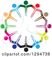 Clipart Of A Unity Team Circle Of Colorful People Holding Hands Royalty Free Vector Illustration