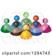 Poster, Art Print Of Group Of 3d Colorful People Behind An Orange Leader