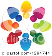Clipart Of A Unity Team Circle Of Colorful Abstract People Royalty Free Vector Illustration