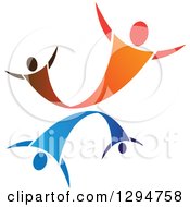 Clipart Of Abstract Blue And Orange Swoosh People Dancing Royalty Free Vector Illustration