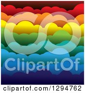 Poster, Art Print Of Background Of 3d Layers Of Paper Rainbow Colored Puffy Clouds