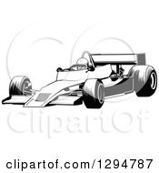 Poster, Art Print Of Black And White Race Car And Driver Facing Left 3