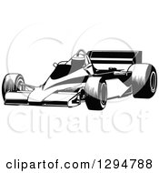 Poster, Art Print Of Black And White Race Car And Driver Facing Left 4