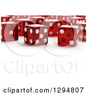Poster, Art Print Of 3d Transparent Red Dice On A Shaded White Background With Text Space In The Front