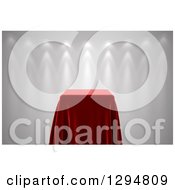 Poster, Art Print Of 3d Presentation Pedestal Table Covered With A Red Silk Cloth With Spotlights On White