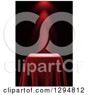 Poster, Art Print Of 3d Presentation Pedestal Table Draped With A Red Silk Cloth With A Spotlight