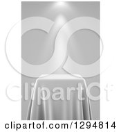 Poster, Art Print Of 3d Grayscale Presentation Pedestal Table Draped With A Silk Cloth With Spotlights