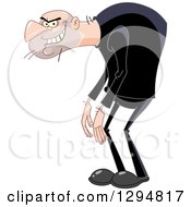 Clipart Of A Grinning White Evil Man With A Hunched Back Royalty Free Vector Illustration