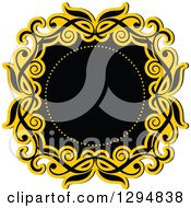 Poster, Art Print Of Black And Yellow Floral Frame 26