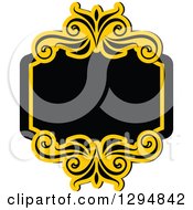 Poster, Art Print Of Black And Yellow Floral Frame 6