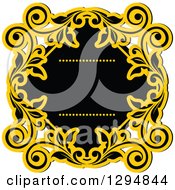 Clipart Of A Black And Yellow Floral Frame 8 Royalty Free Vector Illustration