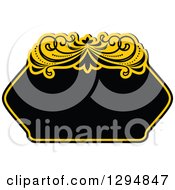 Clipart Of A Black And Yellow Floral Frame Royalty Free Vector Illustration