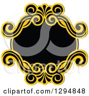 Clipart Of A Black And Yellow Floral Frame 10 Royalty Free Vector Illustration