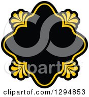 Poster, Art Print Of Black And Yellow Floral Frame 15