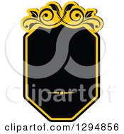 Clipart Of A Black And Yellow Floral Frame 18 Royalty Free Vector Illustration