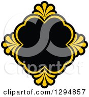 Clipart Of A Black And Yellow Floral Frame 19 Royalty Free Vector Illustration