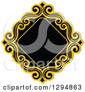 Clipart Of A Black And Yellow Floral Frame 24 Royalty Free Vector Illustration