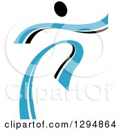 Clipart Of A Blue And Black Ribbon Person Dancing 9 Royalty Free Vector Illustration
