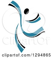 Clipart Of A Blue And Black Ribbon Person Dancing 8 Royalty Free Vector Illustration