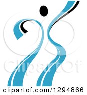 Poster, Art Print Of Blue And Black Ribbon Person Dancing 7