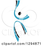 Poster, Art Print Of Blue And Black Ribbon Person Dancing 2