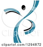 Clipart Of A Blue And Black Ribbon Person Dancing Royalty Free Vector Illustration
