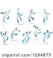 Clipart Of Blue And Black Ribbon People Dancing Royalty Free Vector Illustration