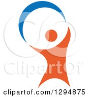 Clipart Of A Blue And Orange Person Dancing Or Cheering 2 Royalty Free Vector Illustration