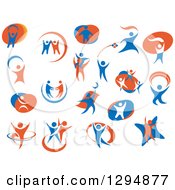 Poster, Art Print Of White Blue And Orange People