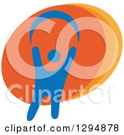 Poster, Art Print Of Blue And Orange Person Dancing Or Cheering