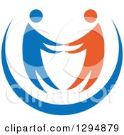 Poster, Art Print Of Blue And Orange Couple Holding Hands Or Dancing