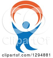 Clipart Of A Blue And Orange Person Dancing Or Cheering 3 Royalty Free Vector Illustration by Vector Tradition SM