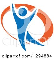 Poster, Art Print Of Blue And Orange Person Dancing Or Cheering 4