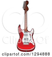 Poster, Art Print Of Shiny Red And White Electric Guitar