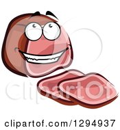 Clipart Of A Cartoon Happy Ham Character Royalty Free Vector Illustration