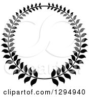 Clipart Of A Black And White Laurel Wreath Royalty Free Vector Illustration
