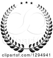 Clipart Of A Black And White Laurel Wreath With Stars Royalty Free Vector Illustration
