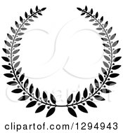 Clipart Of A Black And White Laurel Wreath 3 Royalty Free Vector Illustration
