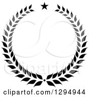 Clipart Of A Black And White Laurel Wreath With A Star Royalty Free Vector Illustration