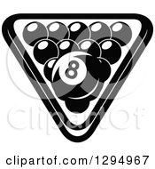 Clipart Of Black And White Racked Billiards Pool Balls Royalty Free Vector Illustration by Vector Tradition SM