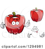 Clipart Of A Cartoon Face And Red Bell Peppers Royalty Free Vector Illustration
