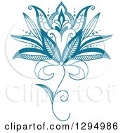 Clipart Of A Teal Henna Flower Royalty Free Vector Illustration