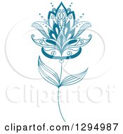 Clipart Of A Teal Henna Flower 2 Royalty Free Vector Illustration
