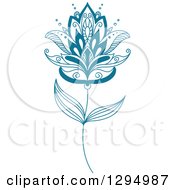 Poster, Art Print Of Teal Henna Flower 2