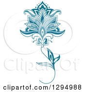 Poster, Art Print Of Teal Henna Flower 4