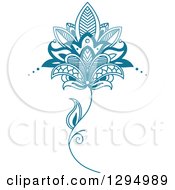 Poster, Art Print Of Teal Henna Flower 5