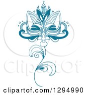 Poster, Art Print Of Teal Henna Flower 3