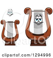 Poster, Art Print Of Cartoon Face And Lyre Instruments