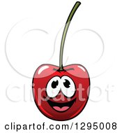 Clipart Of A Happy Cartoon Cherry Character Royalty Free Vector Illustration